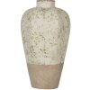 Clayre & Eef Vase Keramik Beige Grün Ø 24x38 cm Landhausstil