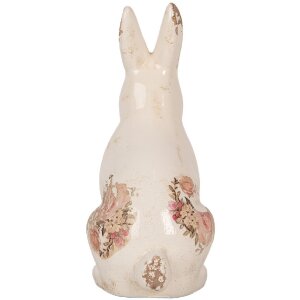 Clayre & Eef Deko-Kaninchen Beige Rosa Landhausstil Keramikfigur 16x12x28 cm