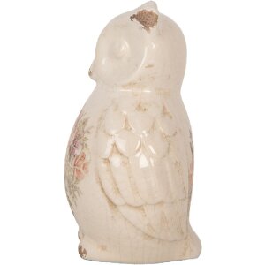 Clayre & Eef Deko-Eule 11x10x17 cm Landhausstil Keramik beige rosa