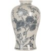 Clayre & Eef 6CE2072 Vase Keramik Weiß-Blau Boho-Stil 19x32 cm