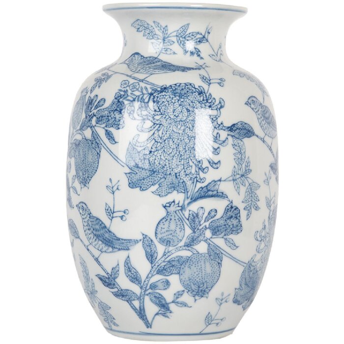 Clayre & Eef 6CE2100 Ваза бело-голубая Ø 14x23 см Керамика с рисунком