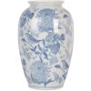 Clayre & Eef 6CE2102 Ваза керамическая бело-голубая Ø 17x27 см Ботанический стиль