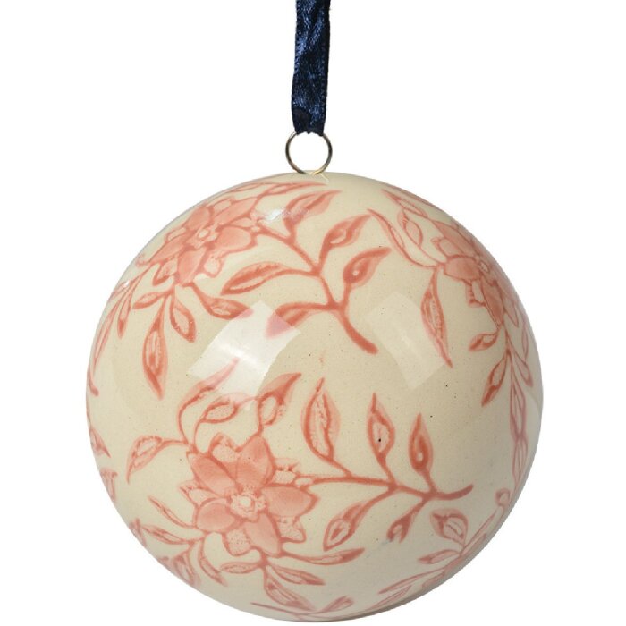 Clayre & Eef 6CE2105M Dekoball Keramik Beige Rosa Ø 8 cm Vintage Stil