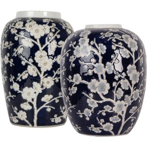 Clayre & Eef 6CE2082 Vase Blau-Weiß Ø 20x31 cm Keramik Retro Vintage Stil