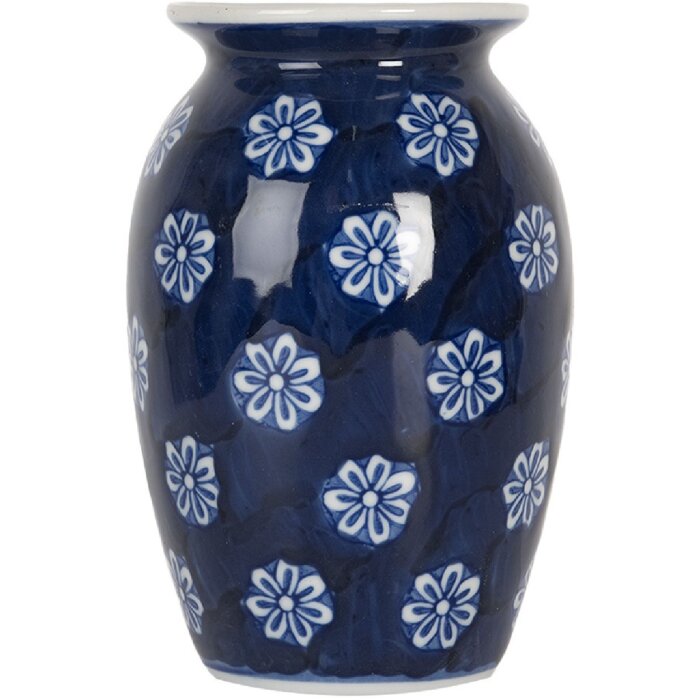 Clayre & Eef 6CE2085 Vase Blau-Weiß Ø 10x15 cm