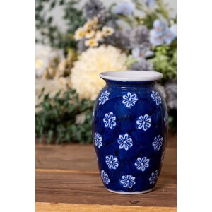 Clayre & Eef 6CE2085 Vase Blau-Weiß Ø 10x15 cm
