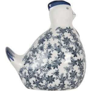 Clayre & Eef 6CE2092 Deko-Huhn Vintage Keramikfigur Weiß-Blau 18x12x21 cm
