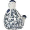 Clayre & Eef 6CE2092 Deko-Huhn Vintage Keramikfigur Weiß-Blau 18x12x21 cm