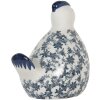 Clayre & Eef 6CE2092 Deko-Huhn Vintage Keramikfigur Weiß-Blau 18x12x21 cm
