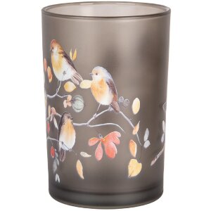 Clayre & Eef 6GL4955 Teelichthalter Glas Grau Orange Ø12x18 cm