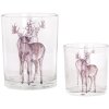 Clayre & Eef 6GL4964 Teelichthalter Set 2 Glas Hirschmotiv Ø7x8cm Ø10x13cm
