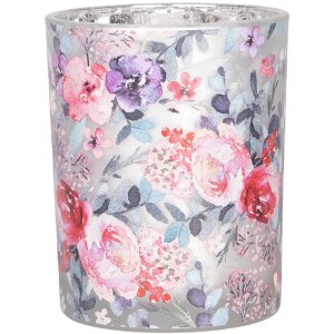 Clayre & Eef 6GL4970 Набор держателей для чайных ламп 2шт стекло серо-розовый