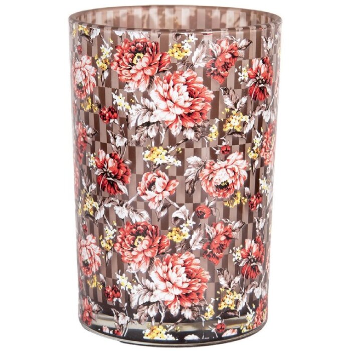 Clayre & Eef 6GL4975 Держатель для чайных ламп коричнево-красное стекло Ø12 см H18 см