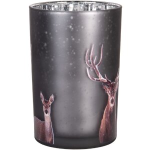 Clayre & Eef 6GL4981 Teelichthalter Grau Hirschmotiv...