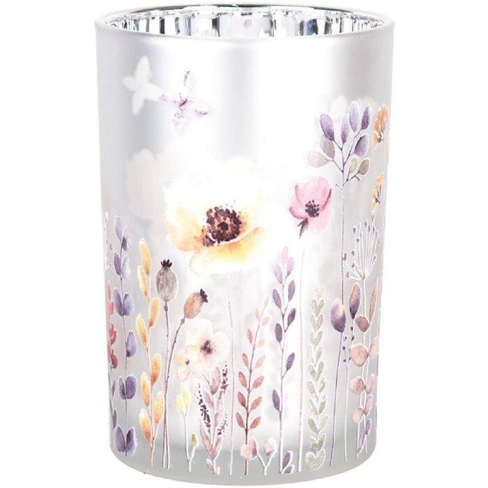 Clayre & Eef 6GL4983 Держатель для чайных ламп стеклянный серо-желтый Ø 12 x 18 см