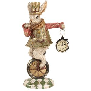 Clayre & Eef Dekofigur Kaninchen Vintage Polyresin Gold Grün 18x10x33 cm