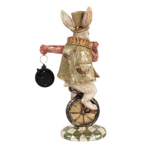 Clayre & Eef Dekofigur Kaninchen Vintage Polyresin Gold Grün 18x10x33 cm