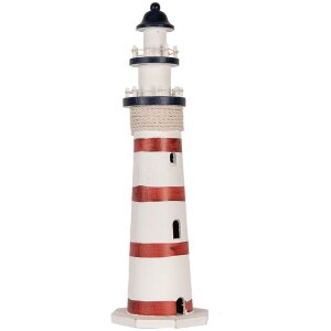 Clayre & Eef Декоративный маяк бело-красный Ø 15x48 см МДФ дерево
