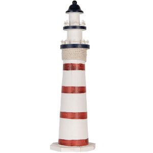 Clayre & Eef Декоративный маяк бело-красный Ø 15x48 см МДФ дерево