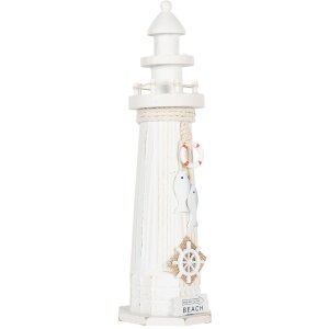 Clayre & Eef Декоративный маяк белый Ø 10x32 см Морской декор Стиль загородного дома