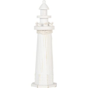 Clayre & Eef Декоративный маяк белый Ø 10x32 см Морской декор Стиль загородного дома