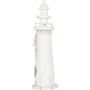 Clayre & Eef Декоративный маяк белый Ø 10x32 см Морской декор Стиль загородного дома