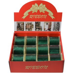 Clayre & Eef LI0128GR Лента зеленая золотой кант 6,3...