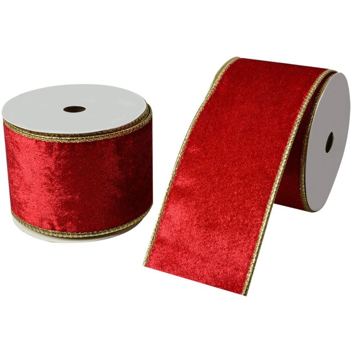 Clayre & Eef LI0128R Декоративная лента красный золотой край 6 3 см x 5 м