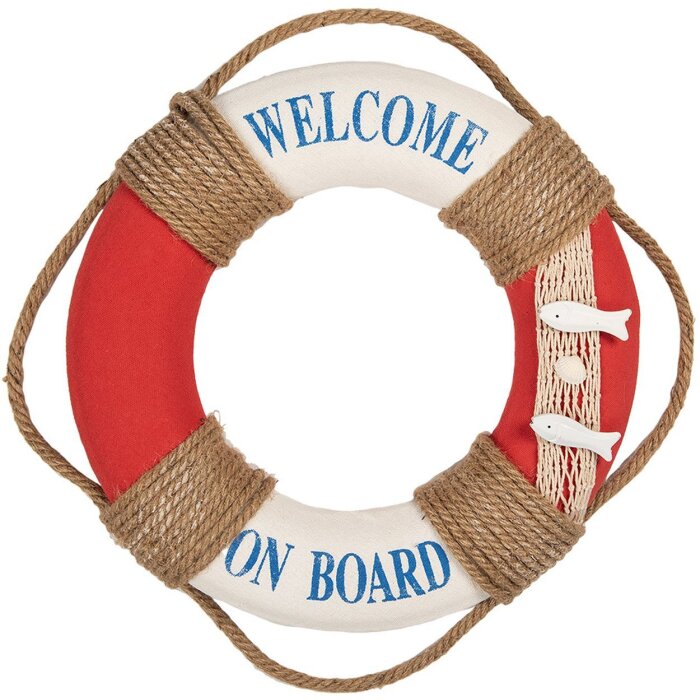Clayre & Eef Decoration Lifebuoy Ø 37x7 см белый красный морской