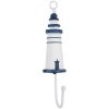Clayre & Eef 66070BL Wandhaken Leuchtturm Metall Holz Weiß Blau 4x4x18 cm