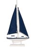 Clayre & Eef Украшение Парусник 20x4x37 см Морское деревянное украшение бело-голубой