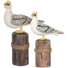 Clayre & Eef Deko-Vögel auf Holzpfählen maritim 2er-Set Braun Weiß