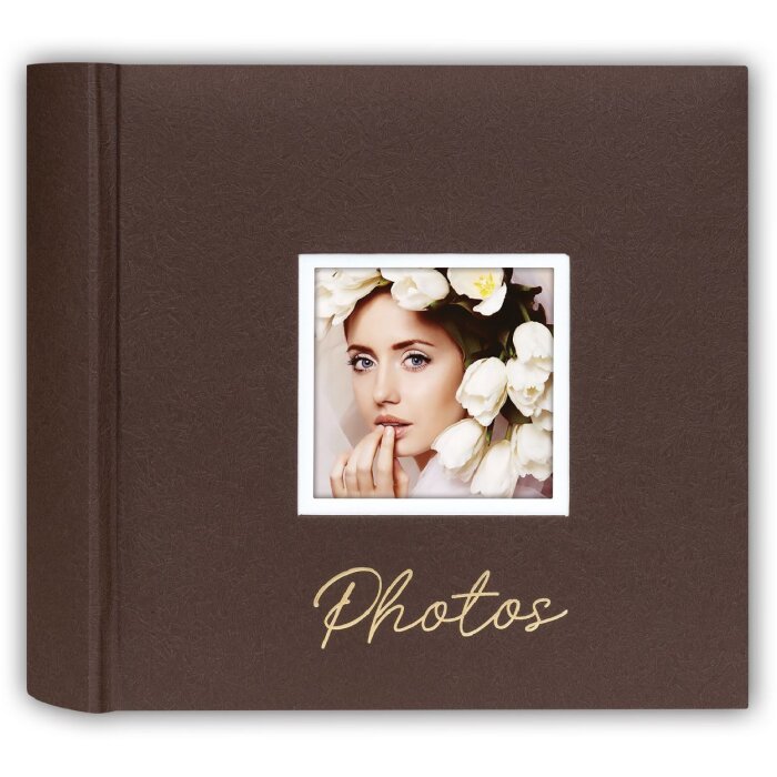 ZEP Fotoalbum Dante Braun 32x32 cm 60 weiße Seiten mit Fensterstanzung