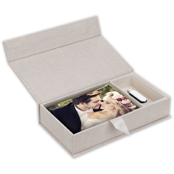 ZEP USB Photo Box Lodi Beige Linen 23x12,5x5 см без USB-накопителя