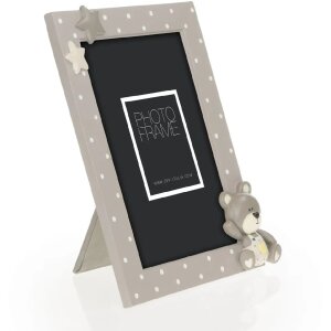 Фоторамка ZEP из полимерной смолы Billy 10x15 см Бежевая с медведем и звездами