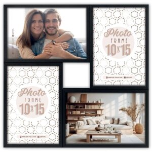 ZEP Рамка из МДФ Бари черная для 4 фотографий 10x15 см