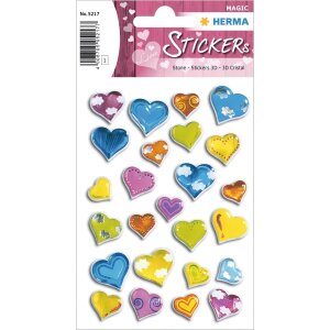 HERMA Sticker Schmucketiketten MAGIC Herzen bunt Stone 3D...