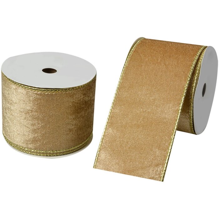 Clayre & Eef LI0128GO Лента бежево-золотая 6,3 см x 5 м