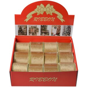 Clayre & Eef LI0128GO Лента бежево-золотая 6,3 см x 5 м