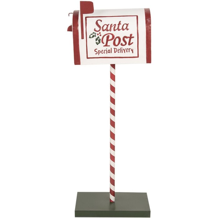 Clayre & Eef 5Y1264 Briefkasten Weihnachtliche Dekoration Weiß Rot 19x33x92 cm