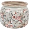 Clayre & Eef 6CE1964L Blumentopf Grau mit rosa Blumen Ø 20x15 cm