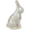Clayre & Eef Deko-Kaninchen Keramik Grau Rosa 16x12x27 cm Landhausstil