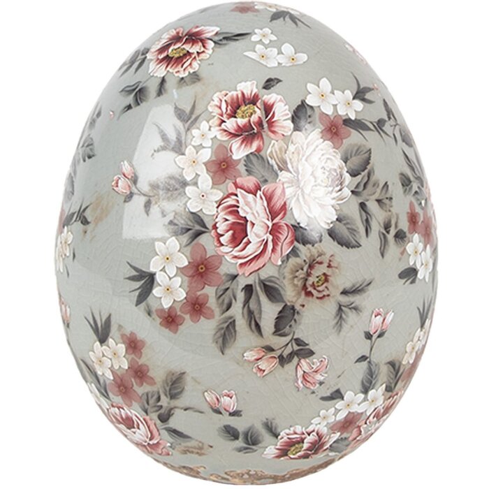Clayre & Eef Декоративное яйцо 6CE1972M Керамическое серо-розовое Ø 10x12 см Стиль кантри