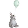 Clayre & Eef Deko-Kaninchen mit Ballon Grau 7x6x18 cm Osterdeko Landhausstil