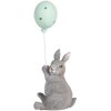 Clayre & Eef Deko-Kaninchen mit Ballon Grau 7x6x18 cm Osterdeko Landhausstil