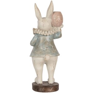Clayre & Eef Deko-Kaninchen Landhausstil Beige Blau 11x10x28 cm Polyresin