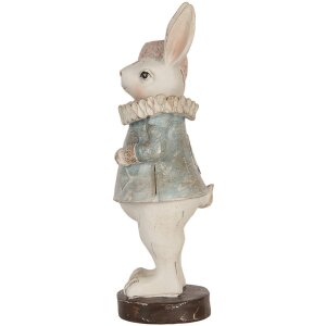 Clayre & Eef Deko-Kaninchen Landhausstil Beige Blau 11x10x28 cm Polyresin