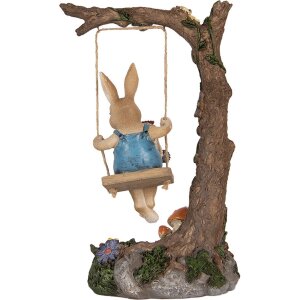 Clayre & Eef Dekofigur Kaninchen auf Schaukel Landhausstil 20x12x32 cm