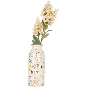 Clayre & Eef Keramikvase Ø 8x20 cm Beige Rosa Landhausstil Vintage