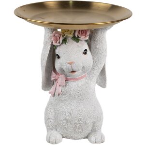 Clayre & Eef Dekoration Kaninchen mit Schale...